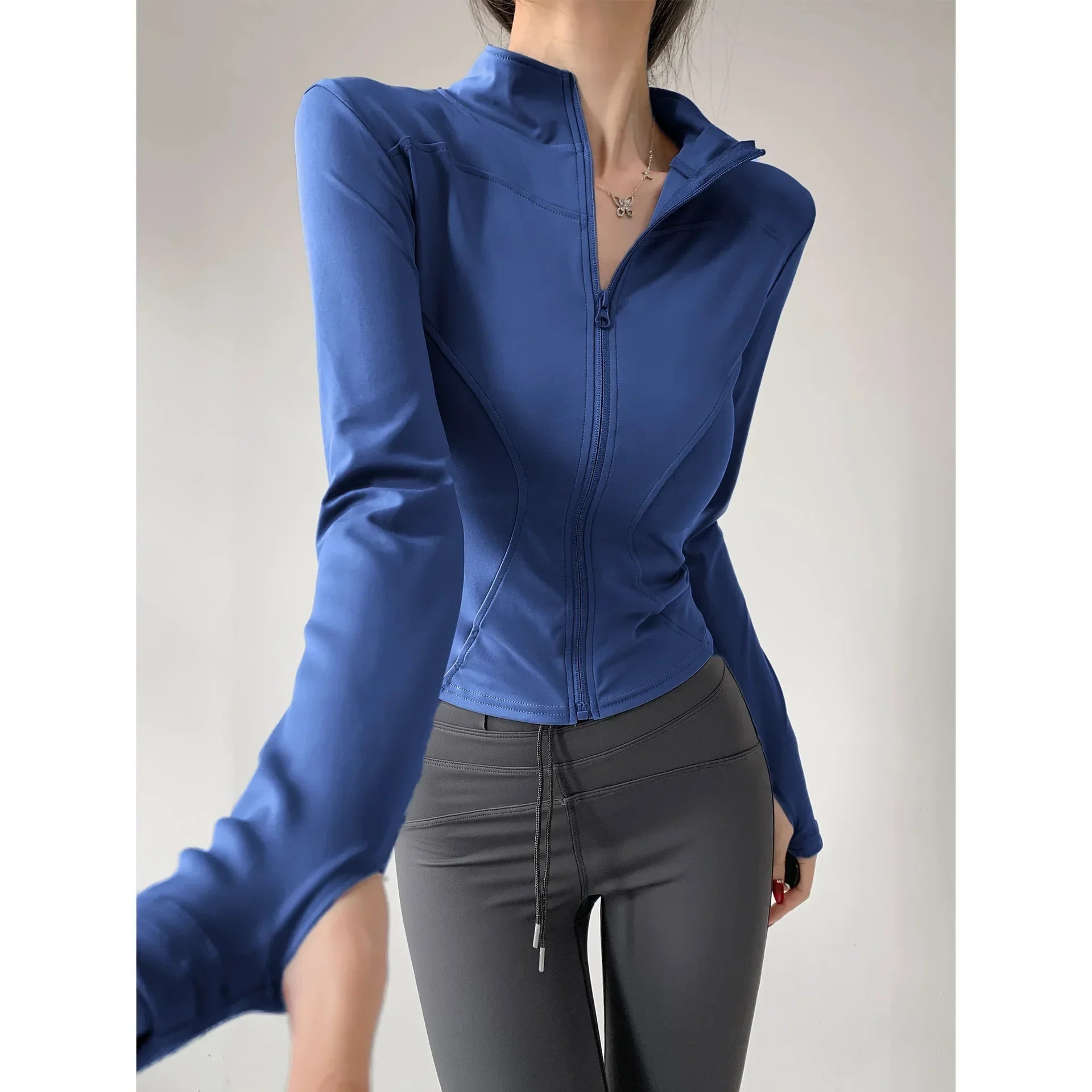 Women's Running Apparel: Quick Drying, Long Sleeved Sports Tight Fitness Top With Zipper S-3XL / Rungear