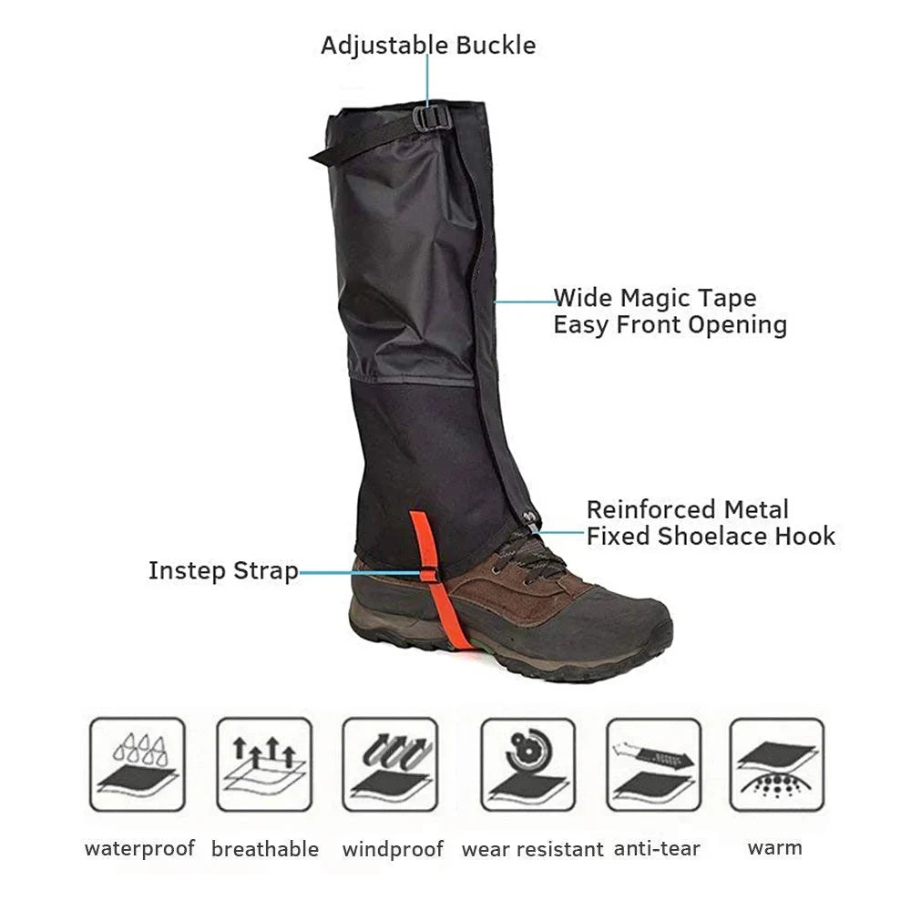 Waterproof Knee-High Leg Gaiters | Hiking, Snow & Trail Boot Covers