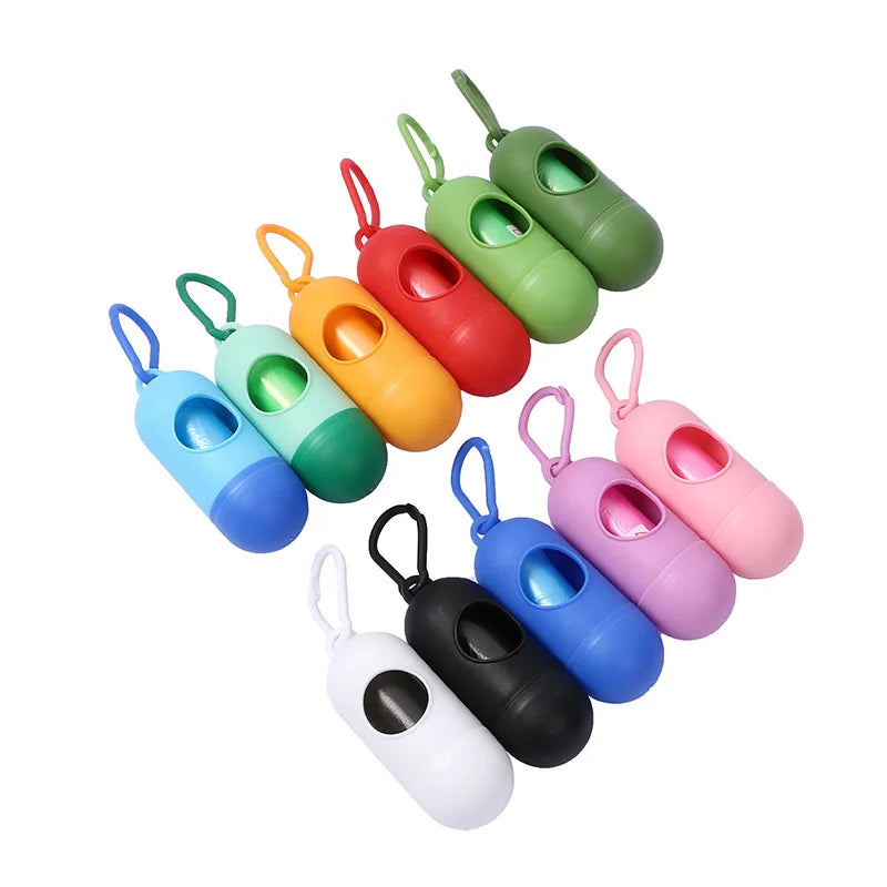 Dog Poop Bag Dispenser with Leash Clip – Mildly Scented Bags Included