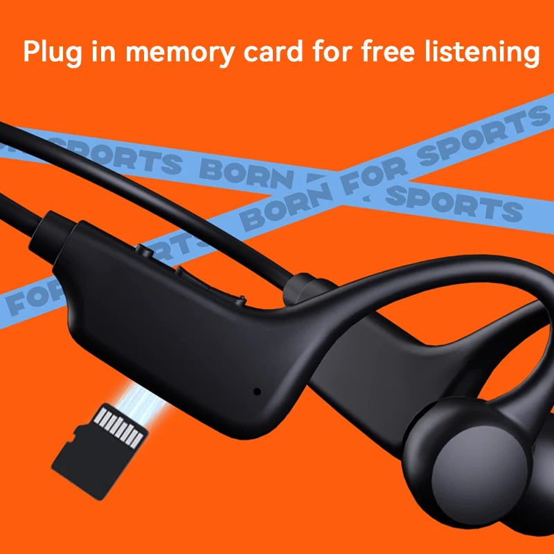 Bone Conduction Tech: BoIPX8 Waterproof, MP3 32GB Bluetooth 5.4 Bone Conduction Headphones with Mic 2026 / Rungear