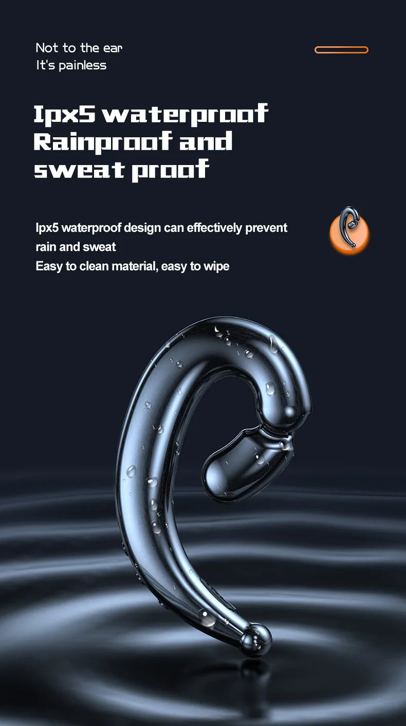 Running Tech Gear: Bone Conduction Ear Hook Bluetooth Single Earphones, HiFi, Waterproof Noise Reduction / Rungear