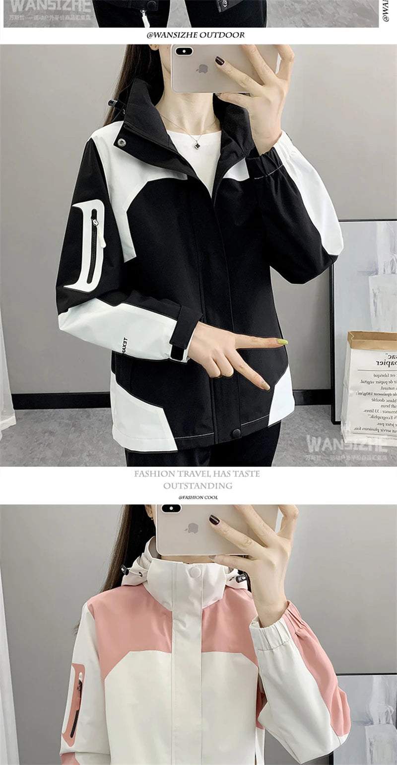 Women's Jacket Apparel: Waterproof, Windproof, Single-layer, Long Sleeved Hooded Jacket with Zipper / Rungear