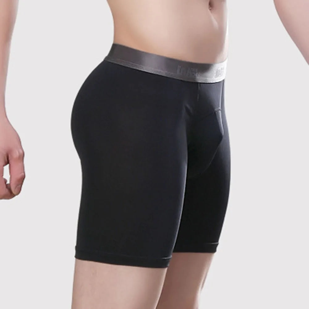 Men's Quick-Dry Compression Boxer Briefs | Long-Leg U-Pouch Sports Underwear