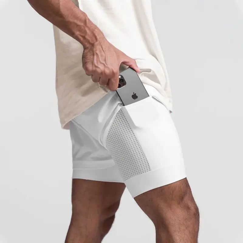 Men's Double Layer Shorts: 2 in 1 Breathable, Double Layer, Quick Dry, Running Workout Sports Shorts / Rungear