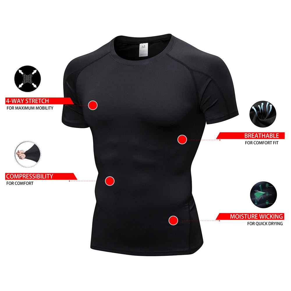 Men's Short Sleeve Compression Shirt | Quick-Dry Running & Gym Base Layer