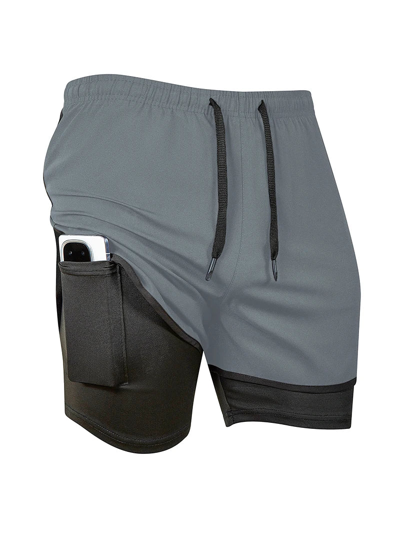 Men's Quick-Dry Apparel: Quick Dry, Stretchy 2 in 1 Running Workout Performance Activewear Shorts with Phone Pocket, Towel Loop / Rungear