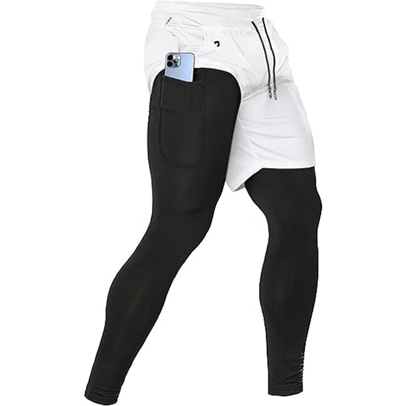 Men's Activewear Apparel: 2 in1 Training Athletic, Workout, Sportswear Tracksuit Pants / Rungear
