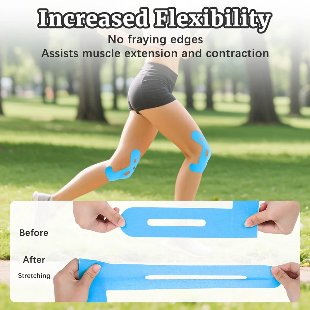 Pre-Cut Kinesiology Tape for Knees | Waterproof & Breathable Athletic Support (10 Pack)