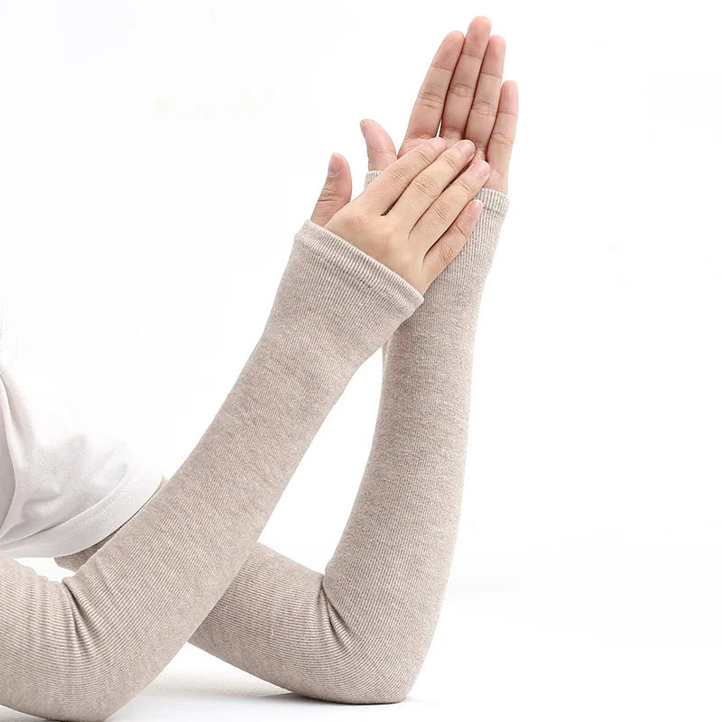 Winter Gear Accessories: Unisex, Thickened, Plush Cold-Proof, Warm Elbow Guard, Fingerless Arm Sleeves with Thumb Holes / Rungear