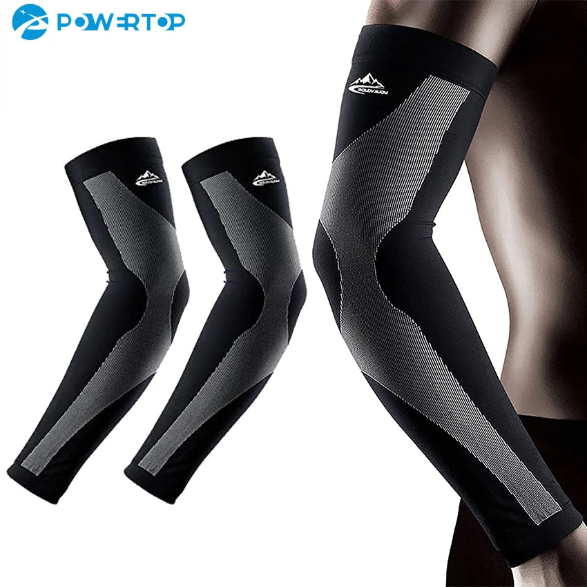 Compression Gear Accessories: 1PR Unisex Arm Compression Ice Silk Arm Sleeves for Sun UV Protection / Rungear