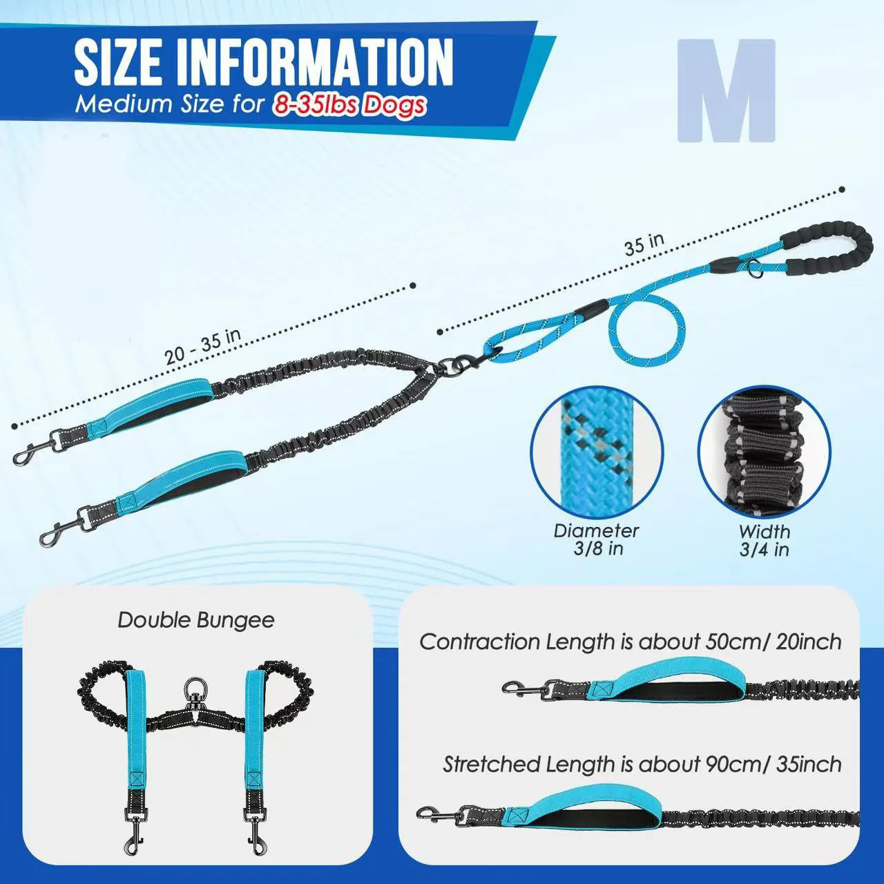 Double Dog Leash – Reflective No-Tangle 360° Swivel Dual Walking Leash with Two Traffic Handles & Shock Absorber | 7 Colours