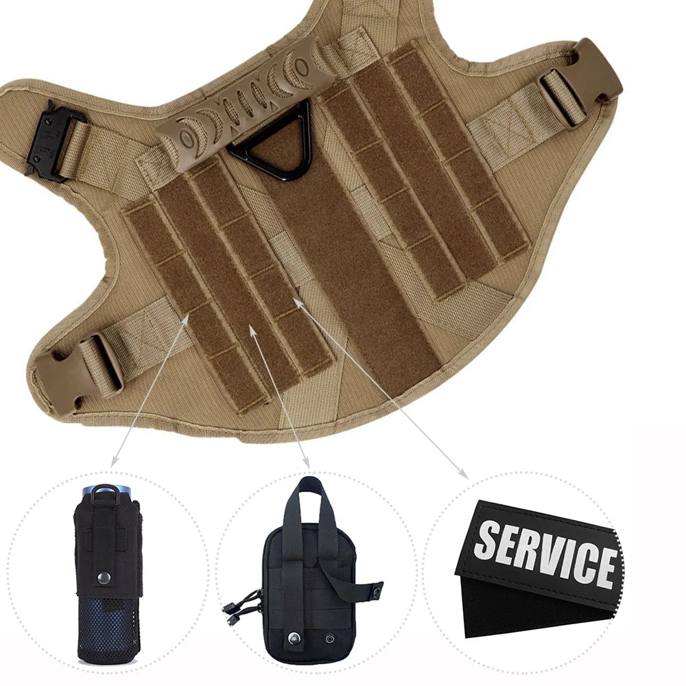 Tactical Military Dog Harness | Padded, Quick-Release Vest for Medium & Large Dogs | S–XL