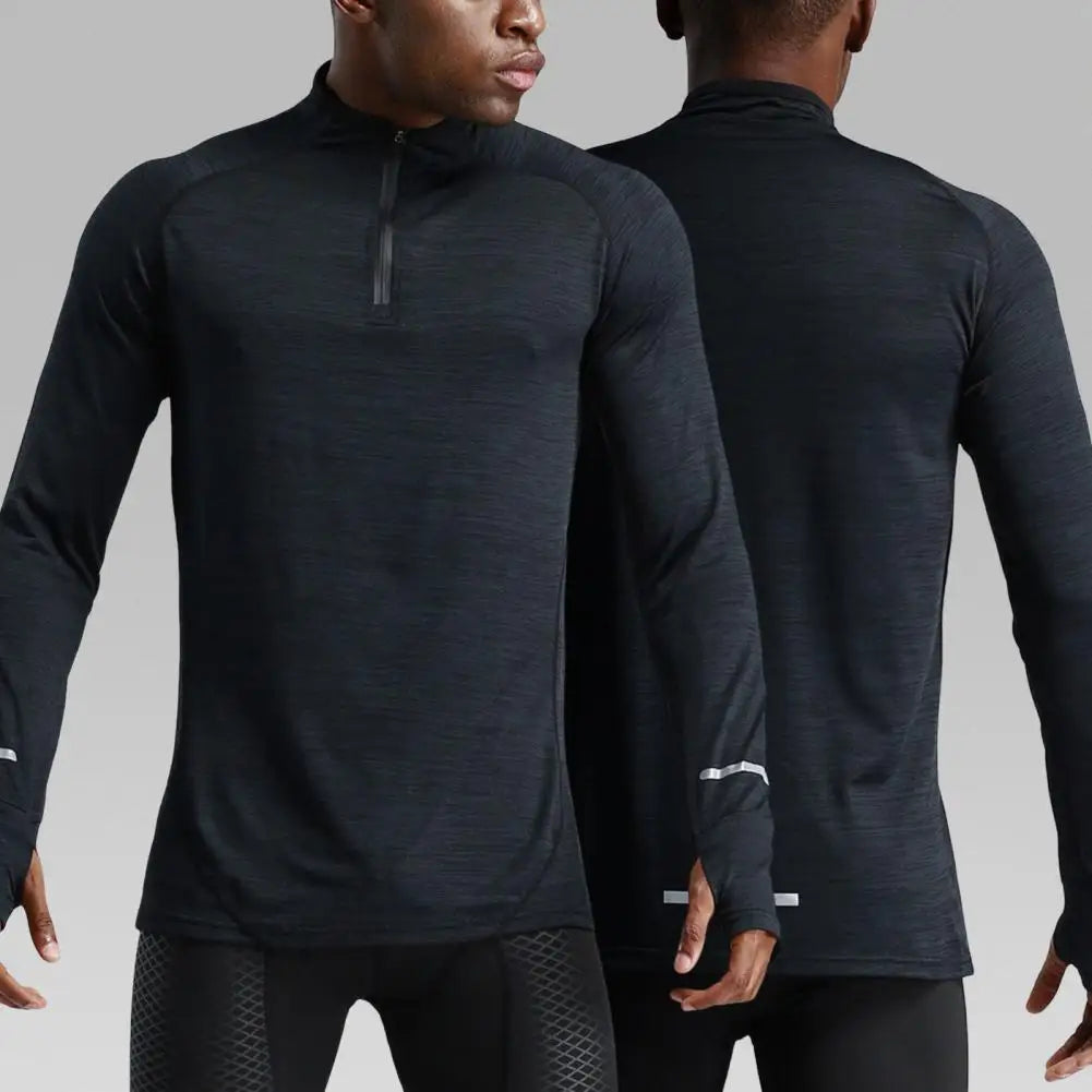 Men's Quick-Dry Apparel: Long Sleeve, Half-Zip, Pullover Running Compression Fitness Shirt / Rungear