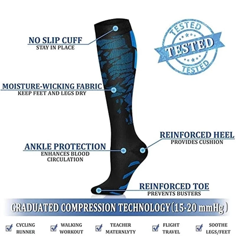 Running Compression Socks: 1 PC Medical 20-30mmhg Compression Socks for Flight, Travel, Pregnancy, Edema Diabetes, Varicose Veins / Rungear