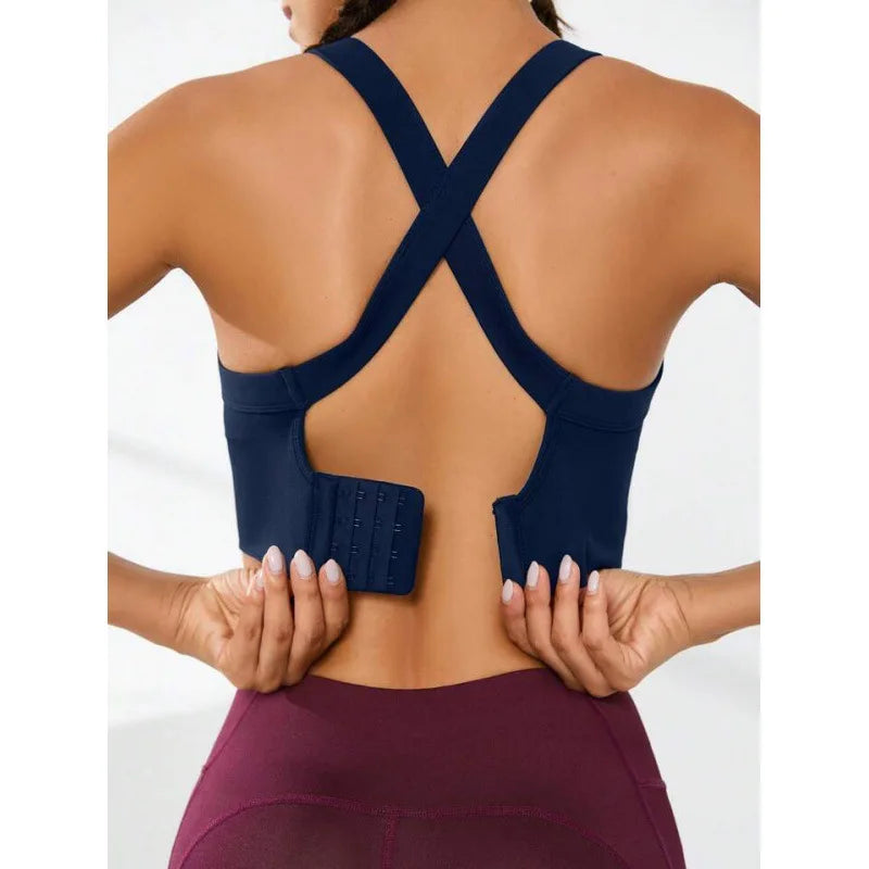 Women's Cross-Back Sports Bra – Adjustable, No Pad, All-Sport Fit