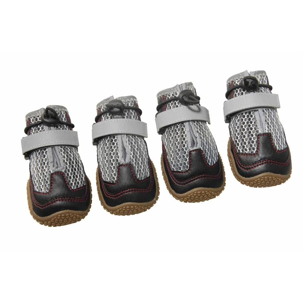 Dog Boots 4-Pack | Waterproof Anti-Slip Leather Dog Shoes with Adjustable Strap | RUNGEAR