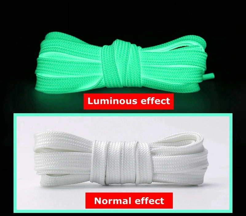 Luminous Glow-in-the-Dark Shoelaces – 6 Colours, Flat Design for Party, Night Running & Casual Wear