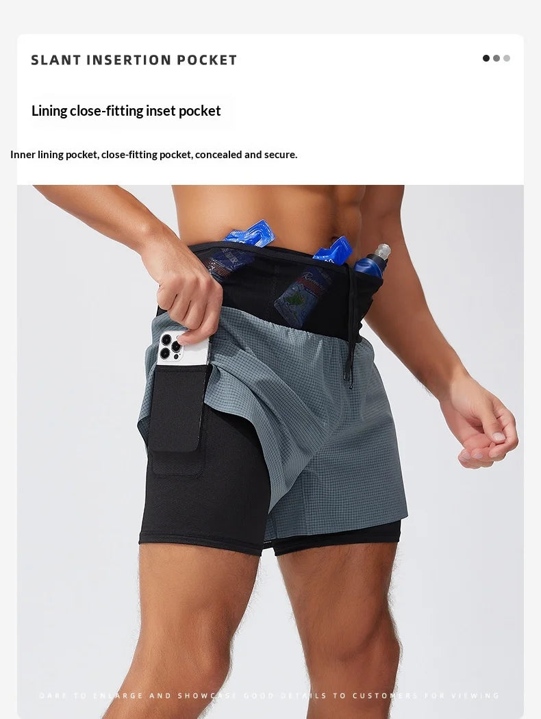 Men's Activewear Shorts: Summer Double Layer, Quick Dry, Breathable Running Sports Shorts / Rungear