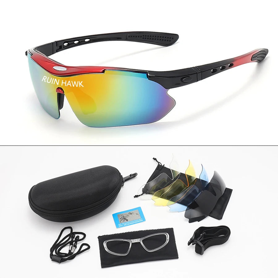UV400 Sports Sunglasses with 5 Interchangeable Lenses | Running, Cycling & Outdoor