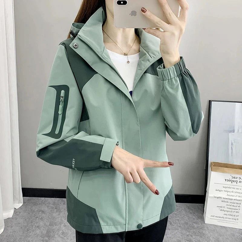 Women's Jacket Apparel: Waterproof, Windproof, Single-layer, Long Sleeved Hooded Jacket with Zipper / Rungear