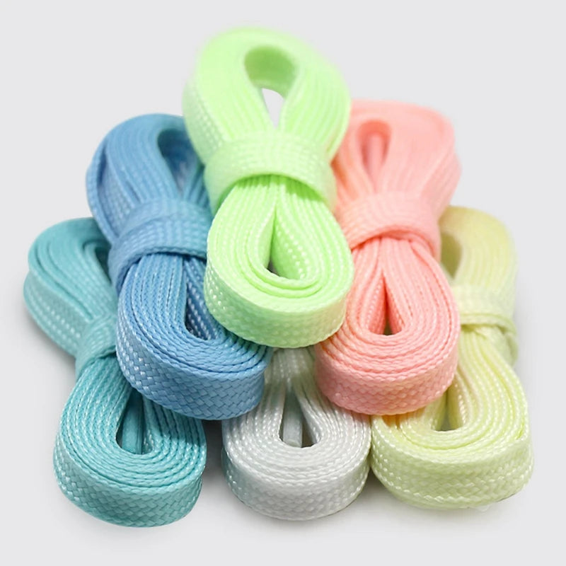 Luminous Glow-in-the-Dark Shoelaces – 6 Colours, Flat Design for Party, Night Running & Casual Wear