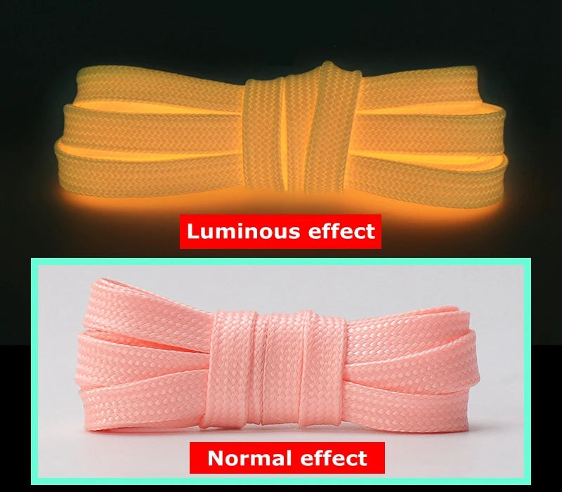 Luminous Glow-in-the-Dark Shoelaces – 6 Colours, Flat Design for Party, Night Running & Casual Wear