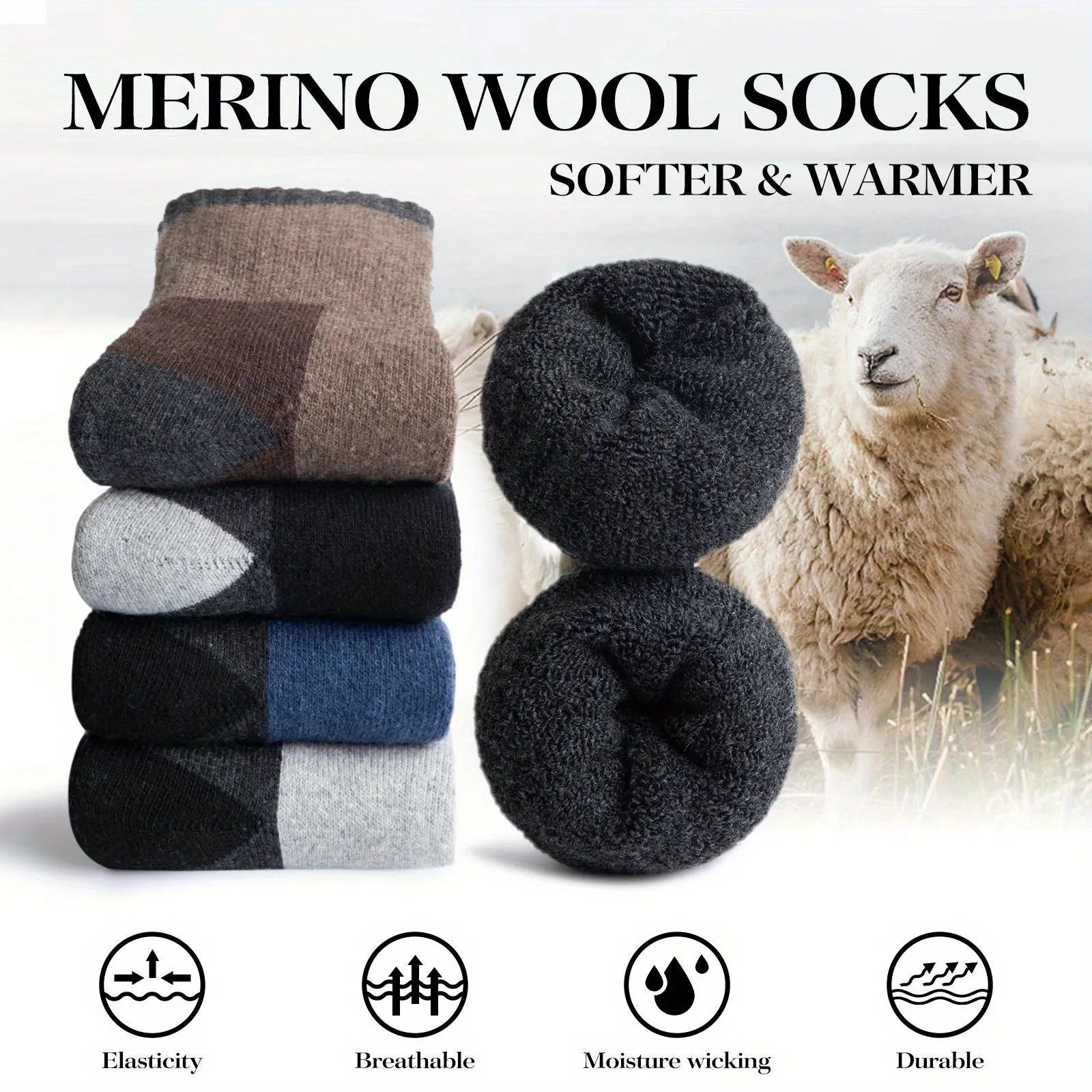 Breathable Winter Thermal Thickened Warm Moisture Wicking Merino Wool Socks