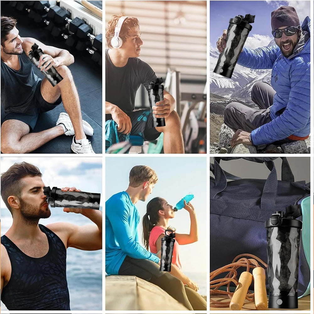Running Hydration Gear: Portable, USB Rechargeable Protein Powder Shaker, Automatic Mixing Cup for Gym, Running, Hiking / Rungear