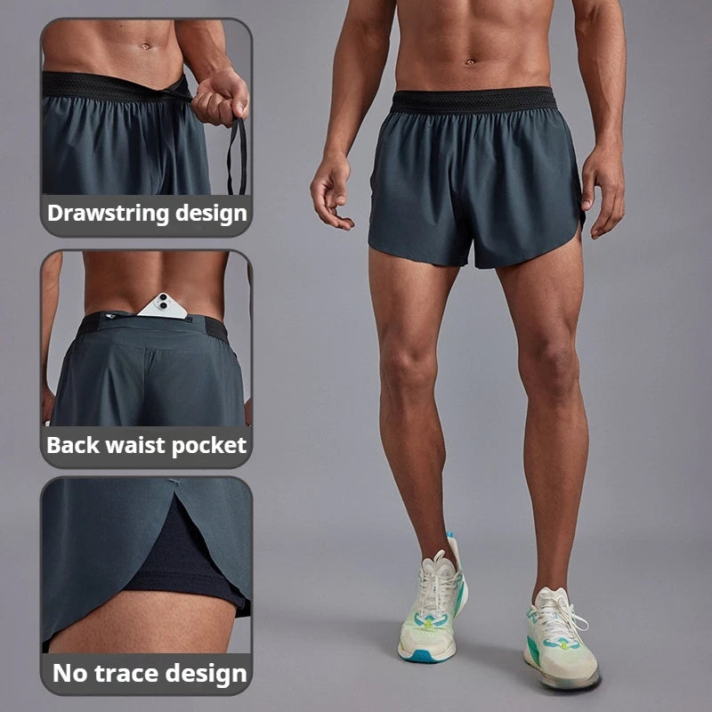 Men's Quick-Dry Apparel: Lightweight, Athletic 3-Inch Marathon Shorts with Built-in Liner Waist Pocket for Trail, Running / Rungear