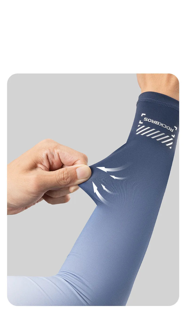 Compression Apparel Gear: ROCKBROS Breathable, Quick-Dry UV Protection Ice Fabric Sports Arm Sleeves / Rungear