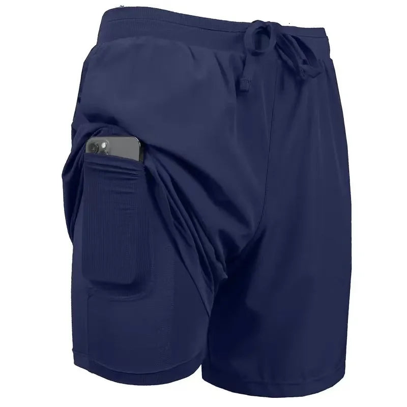 Men's Double-Layer Shorts: Quick Dry, Breathable, Fitness Sports Shorts with Built-In Pockets / Rungear