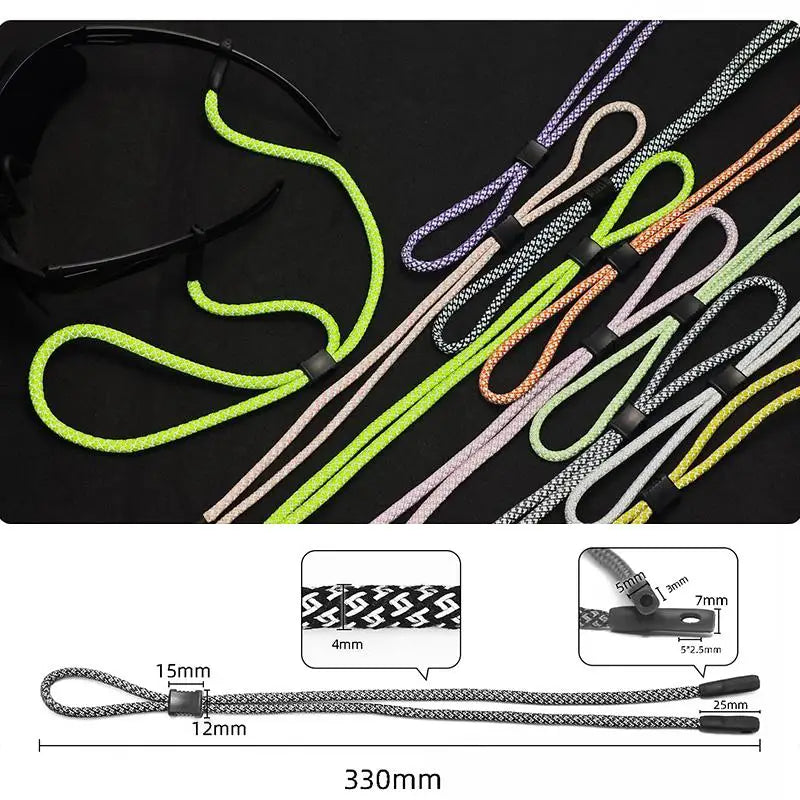 Sports Eyewear Lanyard & Neck Cord | Non-Slip Adjustable Silicone Sunglasses Strap | RUNGEAR