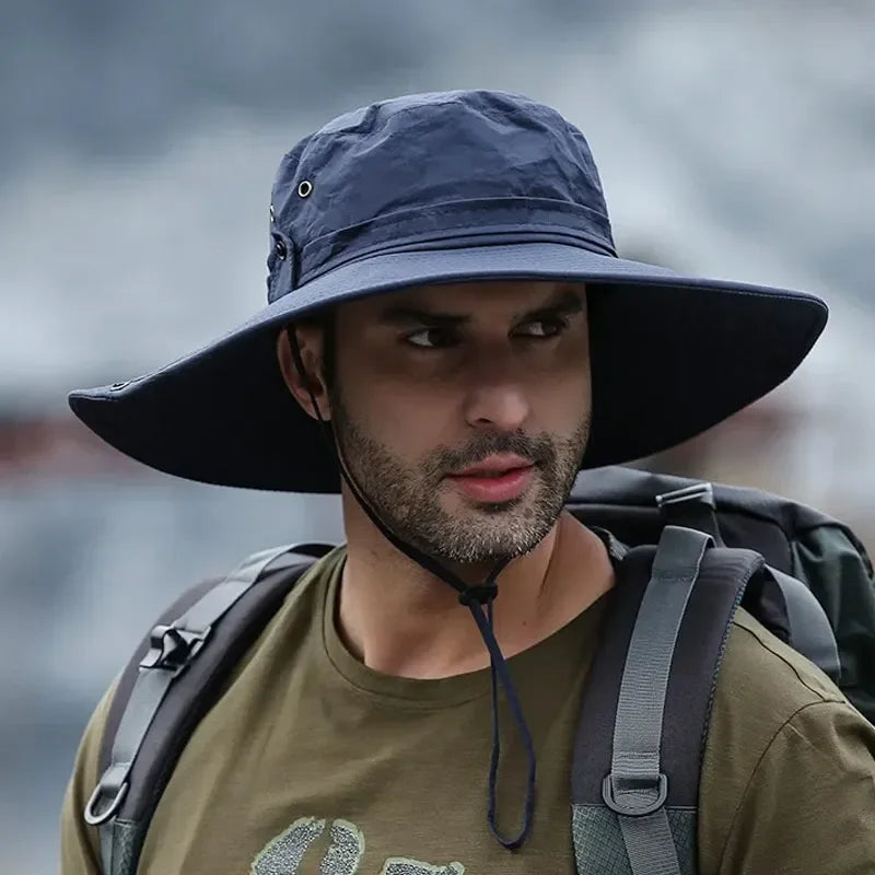 Unisex Wide Brim UV Sun Hat | Breathable Mesh Boonie for Hiking & Fishing