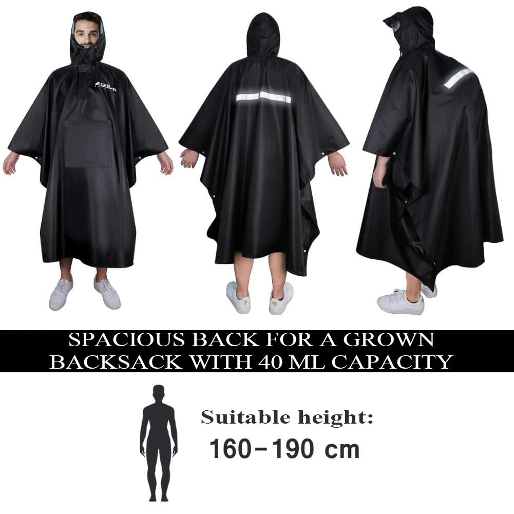 3-in-1 Waterproof Rain Poncho with Sleeves | Running, Hiking & Outdoor