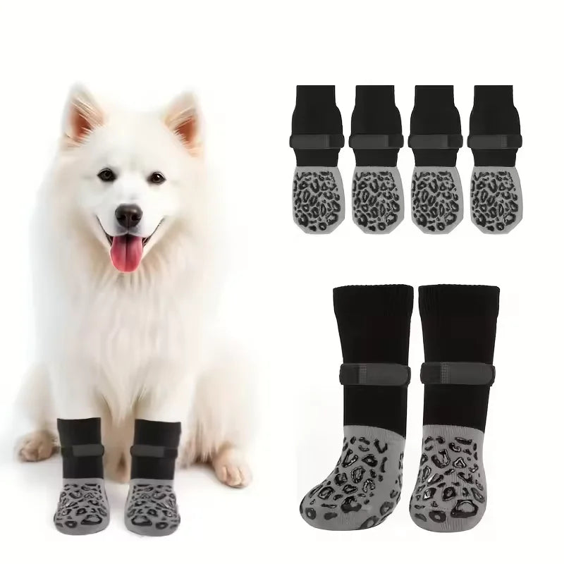 Dog Paw Protector Socks 4-Pack | Anti-Slip Cotton Boots with Traction Control for Injured & Senior Dogs | RUNGEAR
