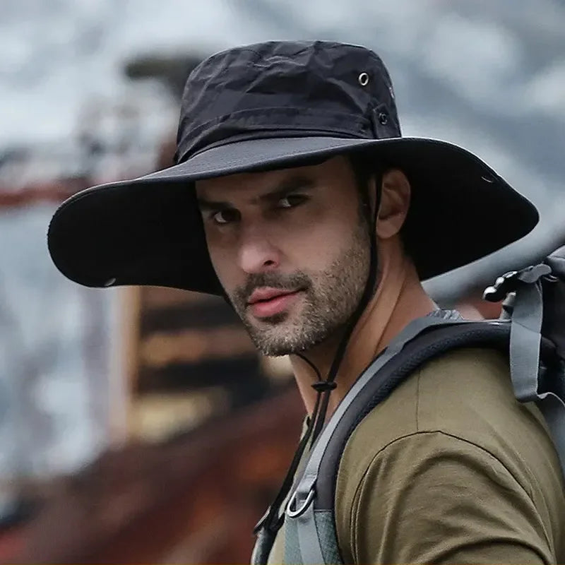 Unisex Wide Brim UV Sun Hat | Breathable Mesh Boonie for Hiking & Fishing