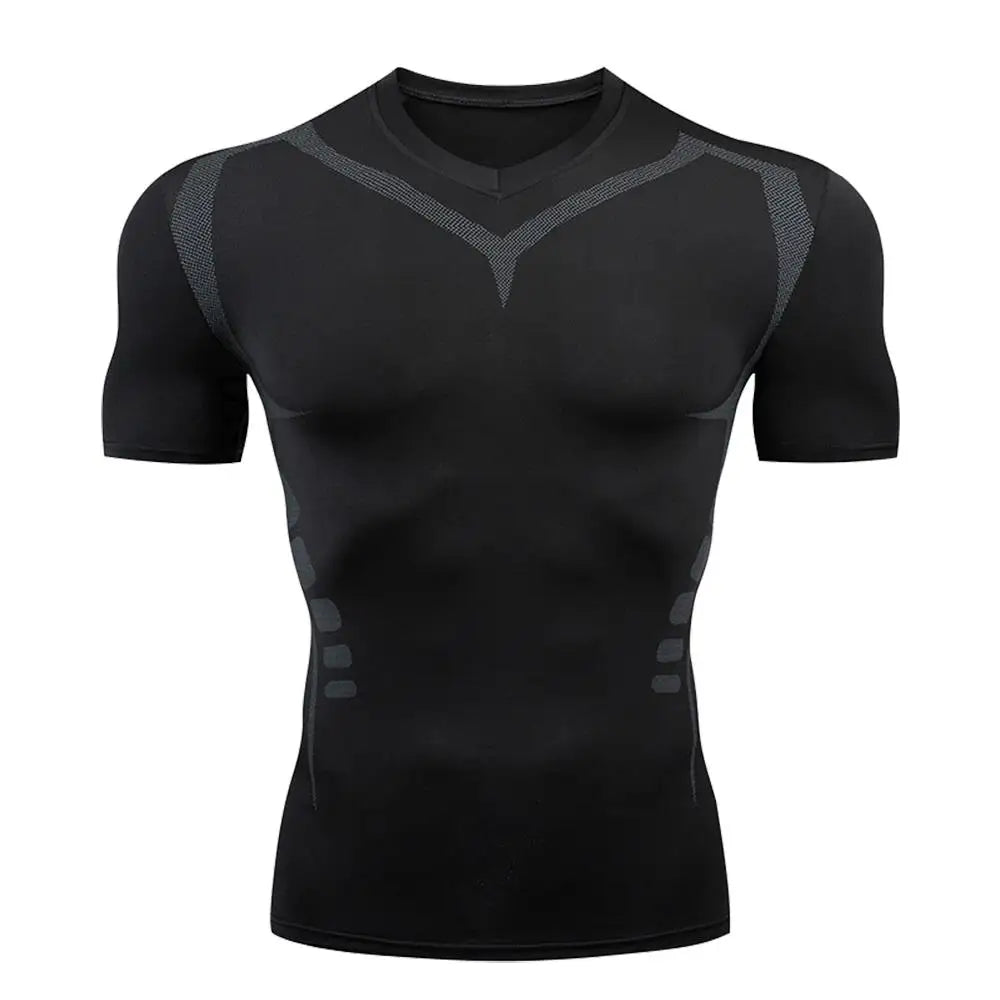 Men's Compression Training Shirt – Short Sleeve Rashguard for Running & Gym Workouts