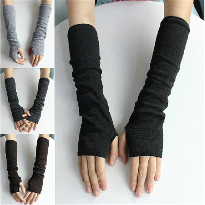 Running Winter Accessories: Unisex, Long, Warm, Half-Finger, Stretchy Mitten Gloves for Outdoor Sports / Rungear