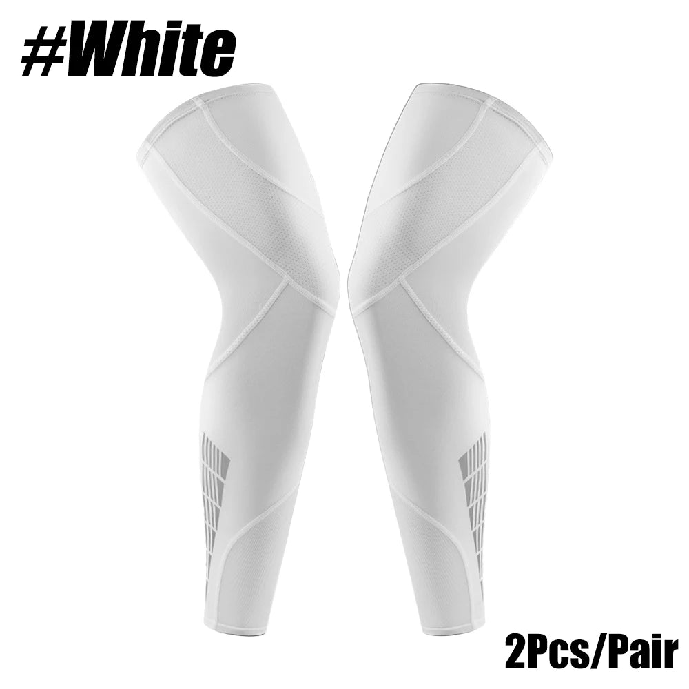 Compression Apparel Accessories: 1 PR Sports Full Leg Compression Sleeve for Men and Women, with Anti-Slip Silicone Strips / Rungear