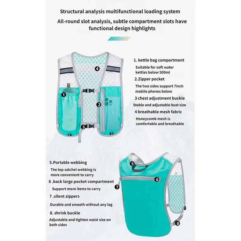Ultralight Running Hydration Vest | Breathable Unisex Pack for 500ml Bottle — Running, Hiking & Cycling