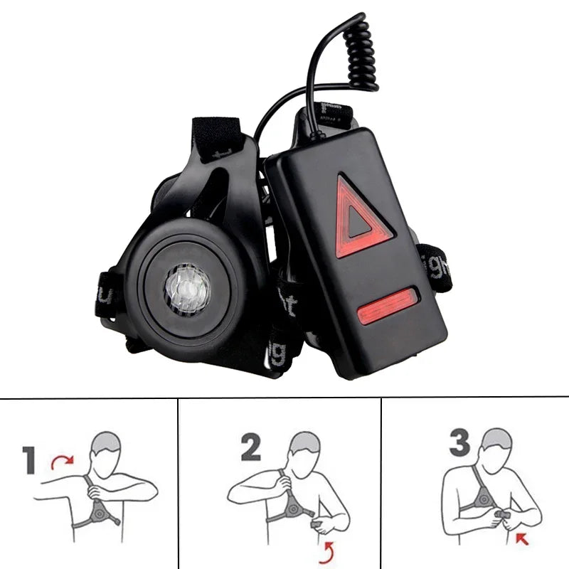USB Rechargeable LED Chest Strap Light – Portable Night Running Safety Lamp | Battery Included | RUNGEAR