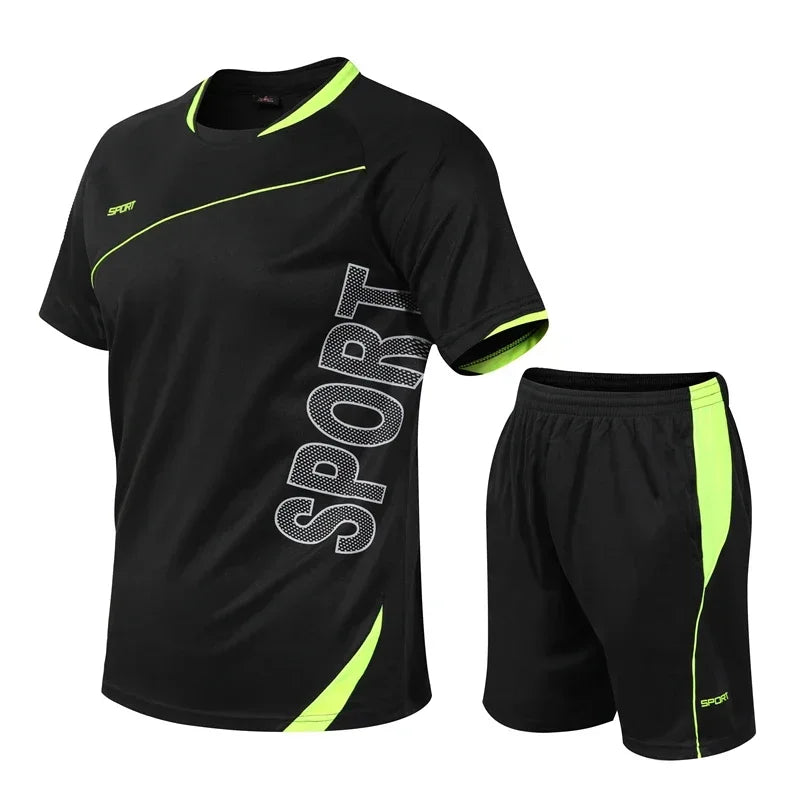 Running Activewear Sets: 2PC Plus Size, Short Sleeved, Sports Fitness Shirt and Short Sets / Rungear