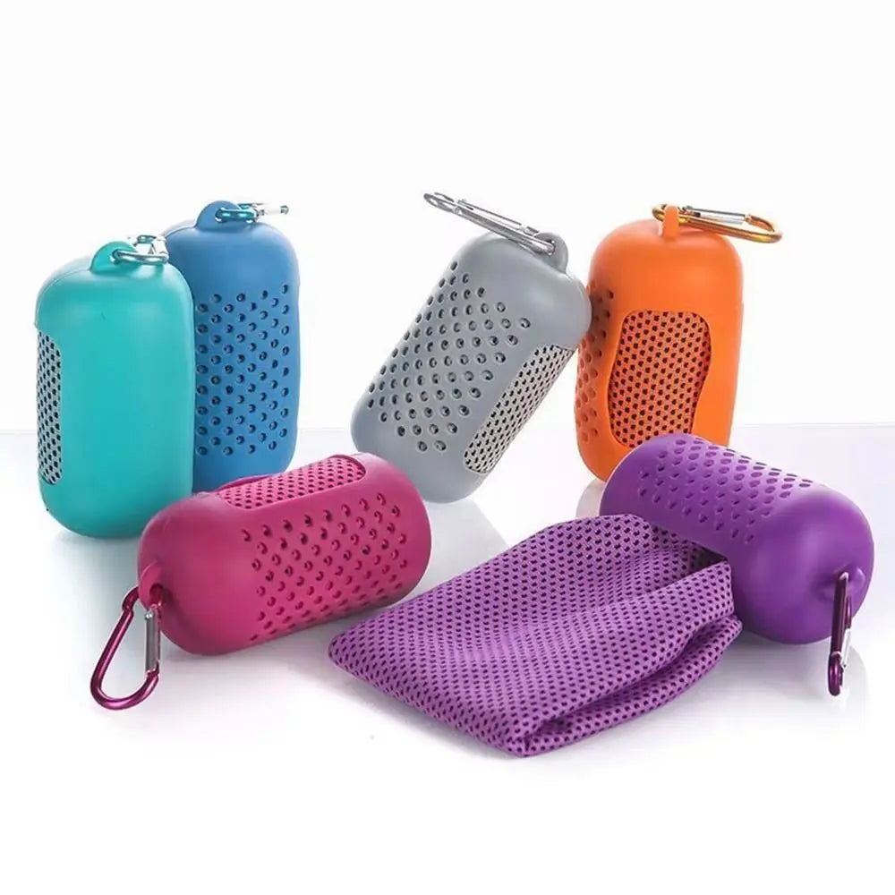 Sports Cold Towel – Mini Portable Quick-Dry Cooling Towel with Hook & Case