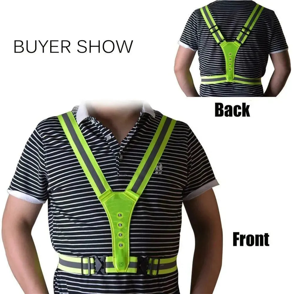 LED Reflective Running Vest – High Visibility Night Safety Harness | Running & Cycling