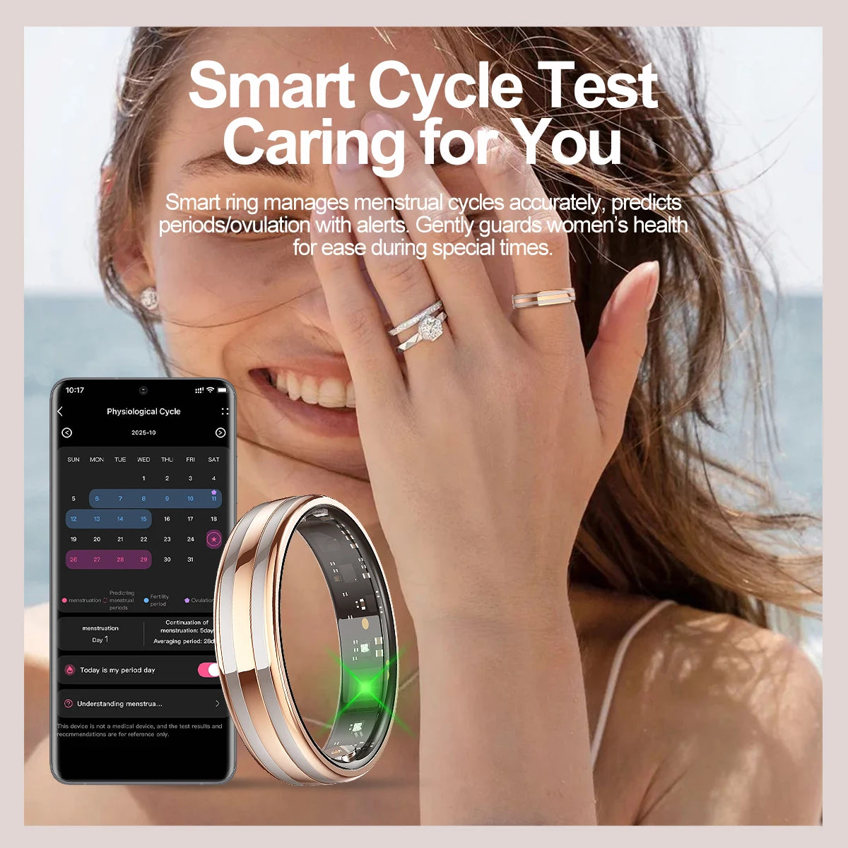 RUNGEAR Smart Ring – Fitness Tracker, Sleep Monitor & Pedometer | IP68 Waterproof | USB Rechargeable