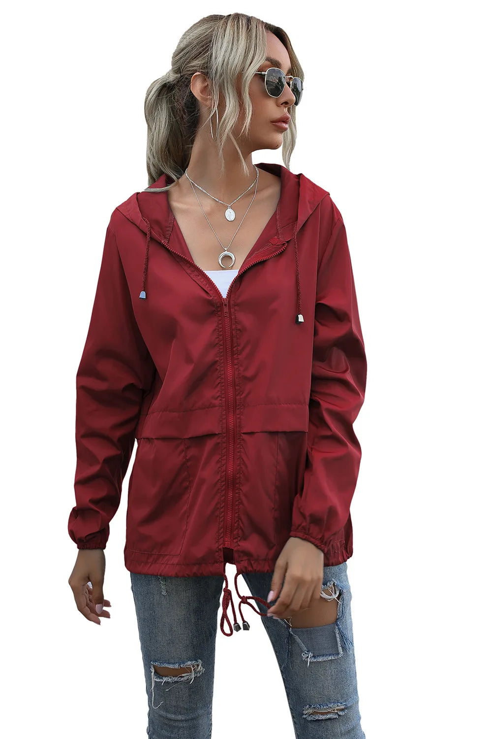 Women's Jackets Apparel: Ultralight, Waterproof, Windproof, Slim Hooded Windbreaker Jacket / Rungear