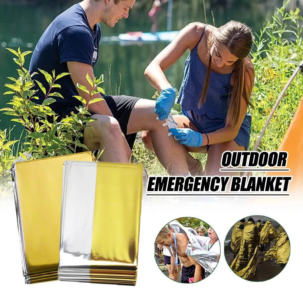 RUNGEAR Emergency Foil Thermal Blanket | Windproof & Waterproof Survival Blanket for Trail Running, Hiking & First Aid