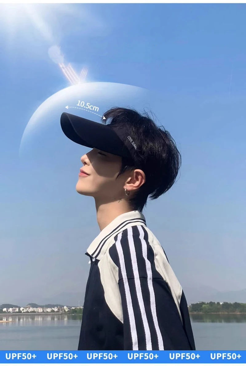 Ice Silk Long Brim Cooling Visor – UV Protection, Stretchy Open-Top Hat | Running, Cycling & Golf | Unisex