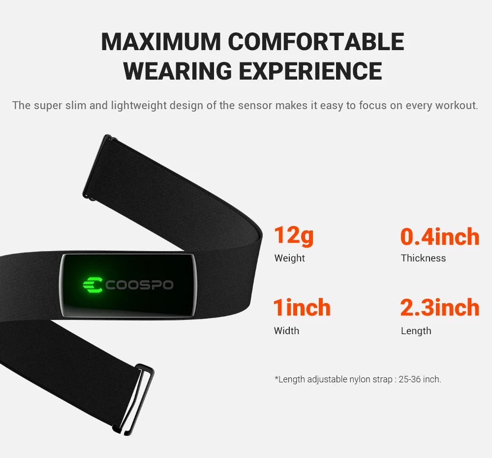COOSPO H9Z Heart Rate Monitor Chest Strap | Bluetooth 5.0 & ANT+ | IP67 Waterproof