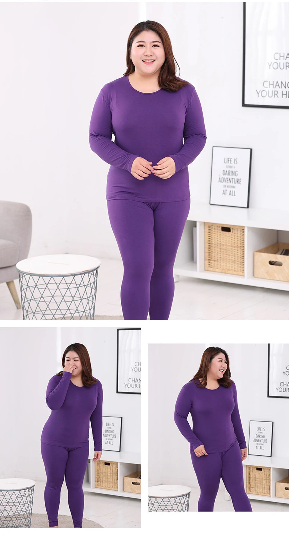 Women's Thermal Apparel: Plus Size, Warm Base Layers Long John Thermal Underwear And Undershirt Sets / Rungear